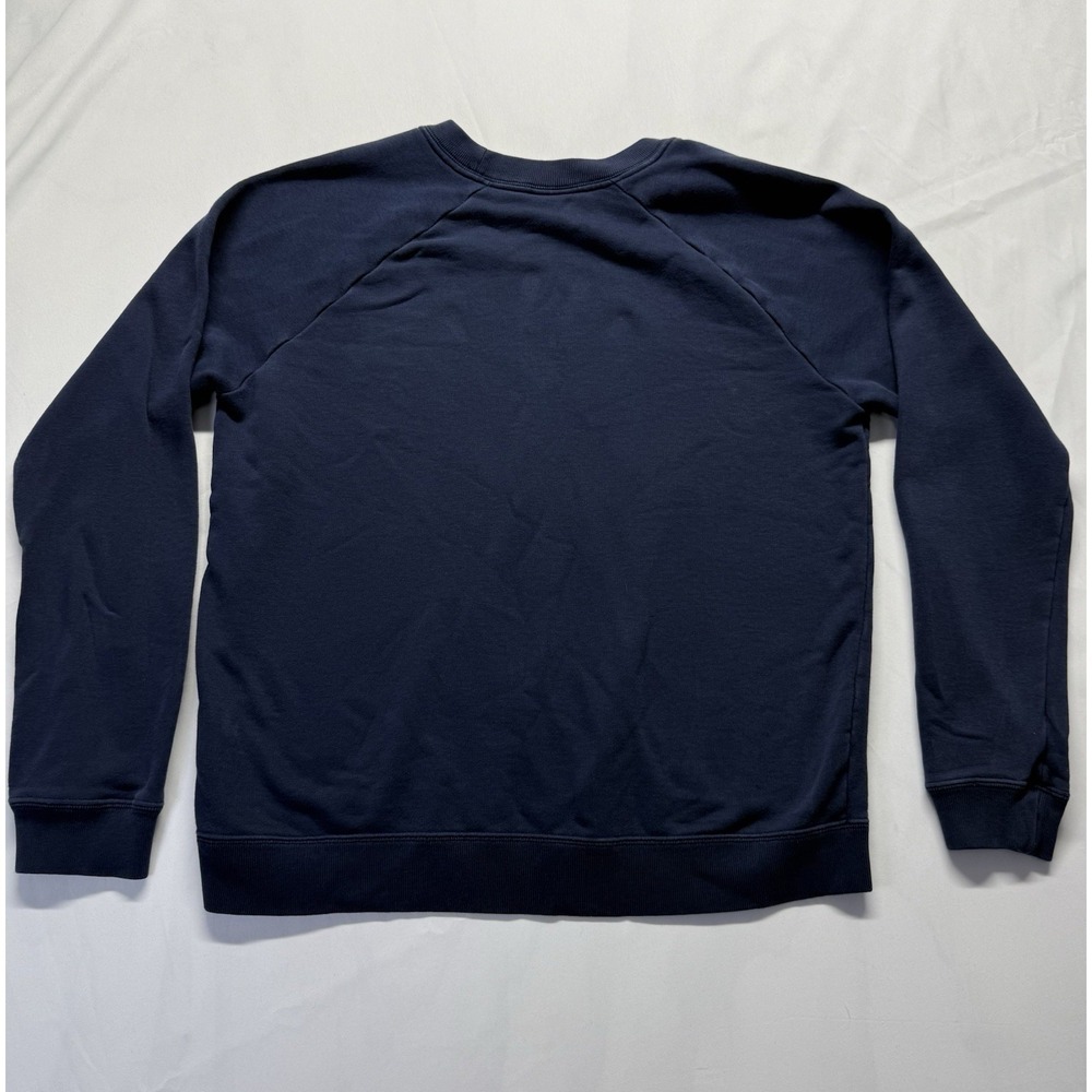 Nike Crewneck Sweatshirt Mens M Navy Blue fleece White Swoosh Logo Pullover - Picture 2 of 6